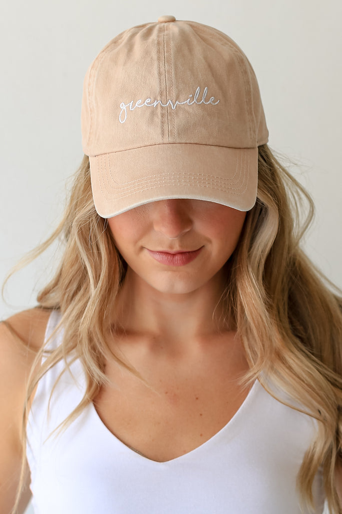 pink Greenville Script Embroidered Hat