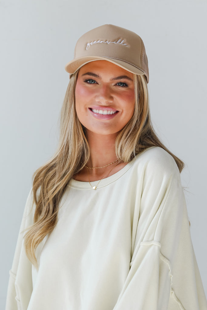 Taupe Greenville Trucker Hat front view