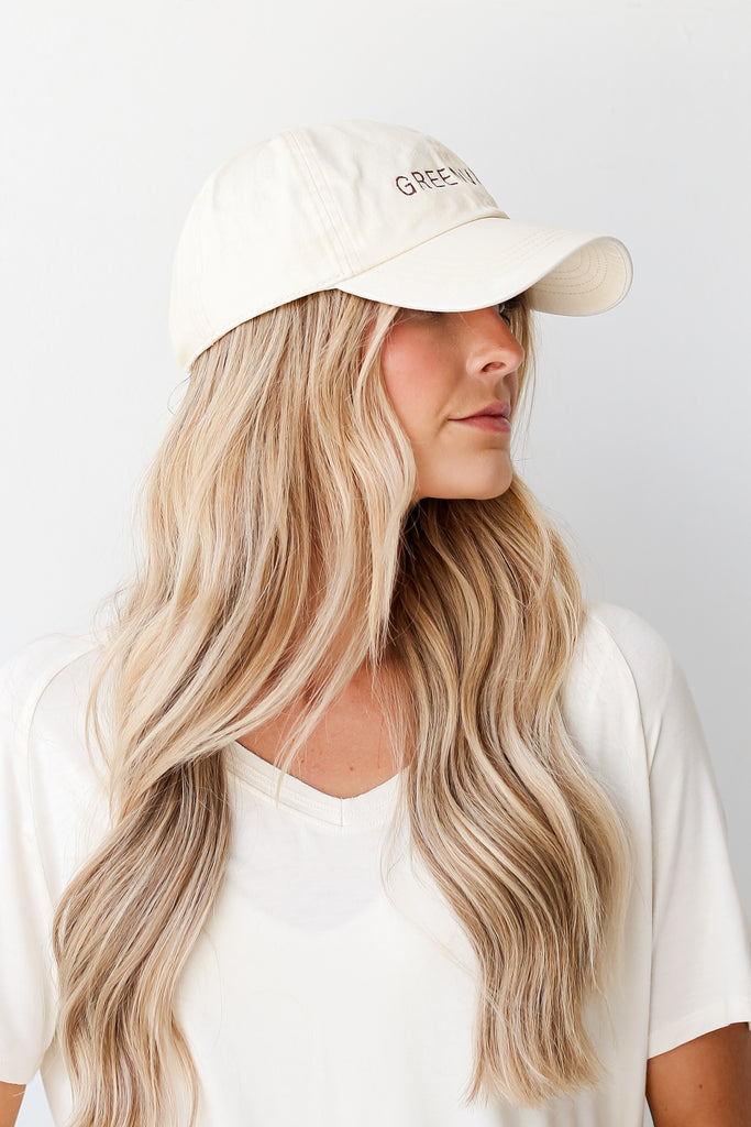 Ivory Greenville Embroidered Hat on model
