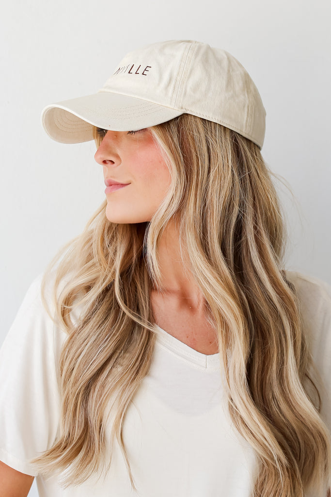 Ivory Greenville Embroidered Hat side view