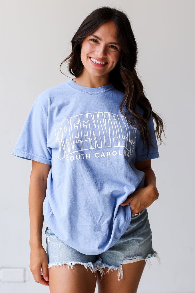 Light Blue Greenville South Carolina Tee front view