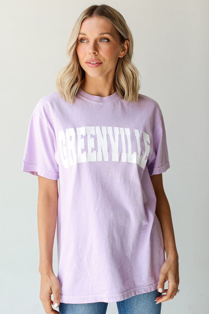 Lavender Greenville Tee on model