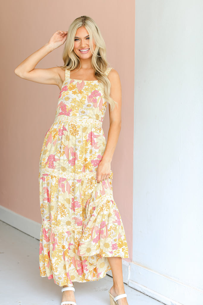 Floral Tiered Maxi Dress front view