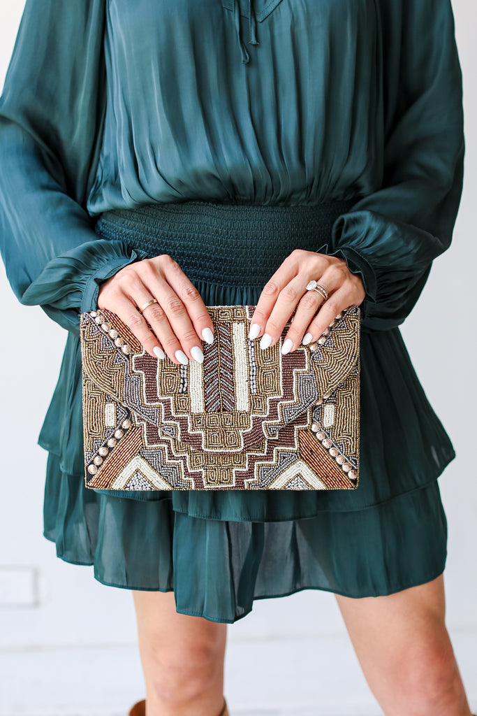 Beaded Clutch on model