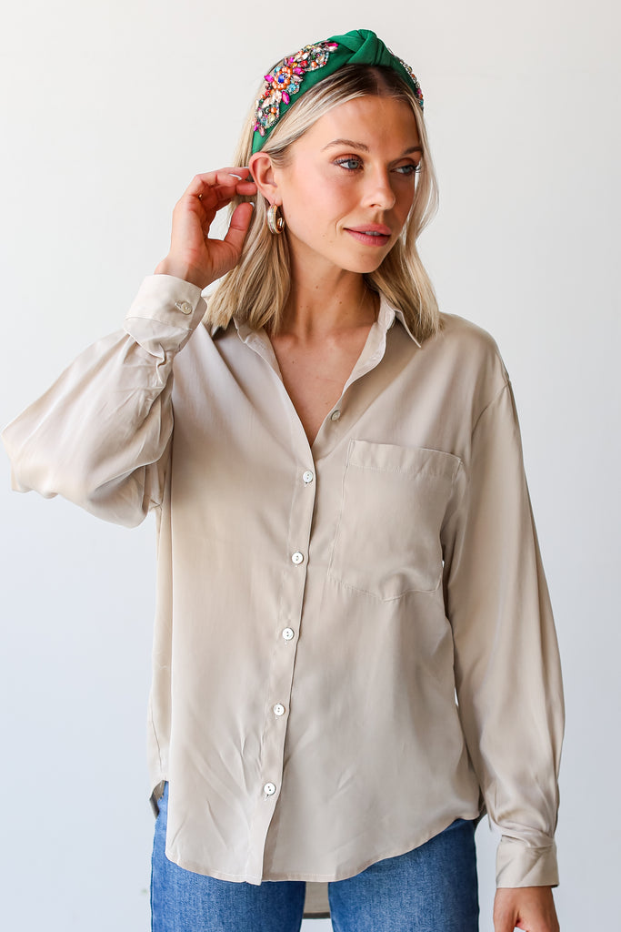 Button-Up Blouse untucked