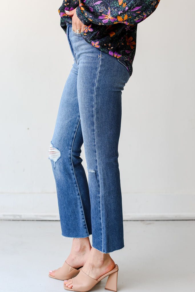 Distressed Crop Flare Jeans side view