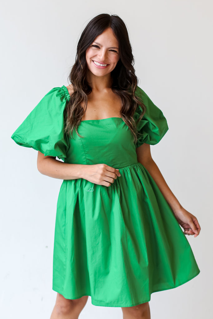 kelly green Babydoll Mini Dress