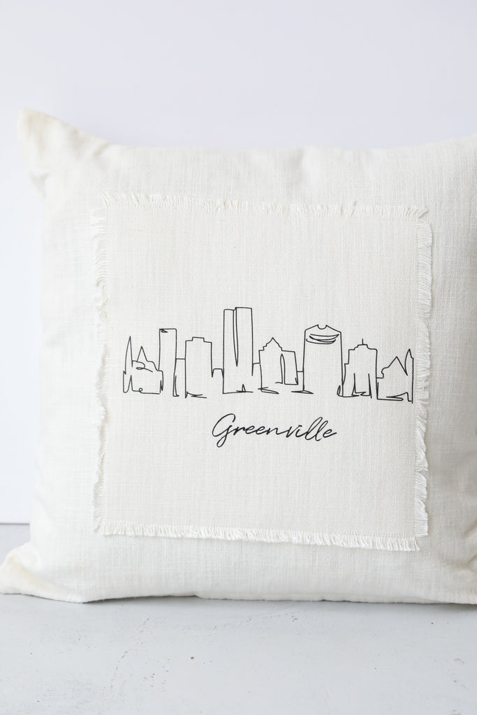 Greenville City Scape Pillow close  up