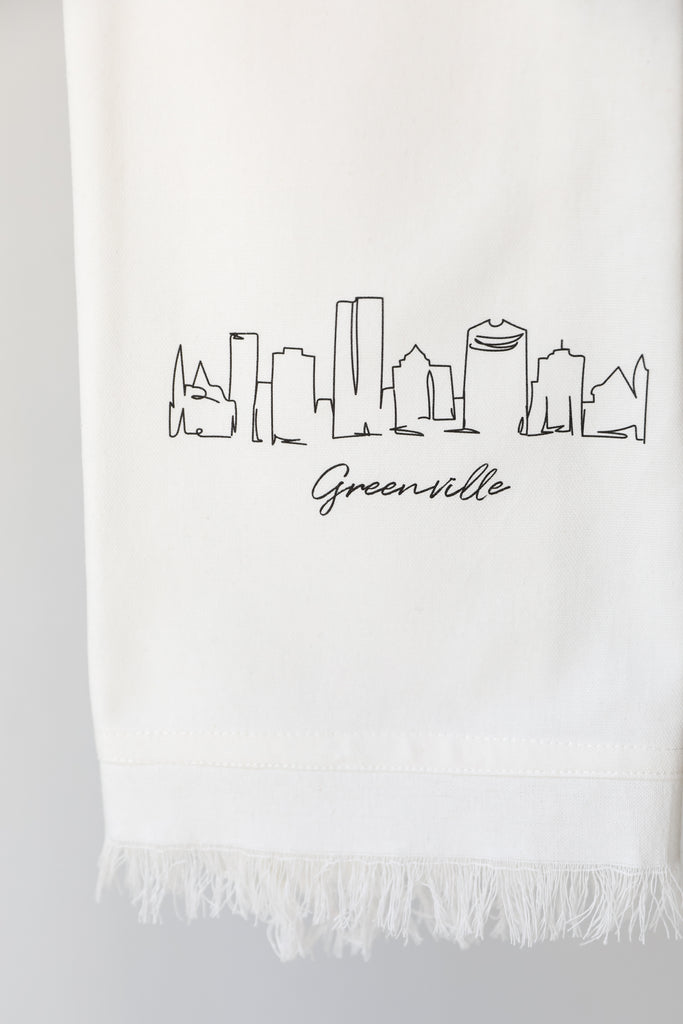 Greenville City Scape Hand Towel close up