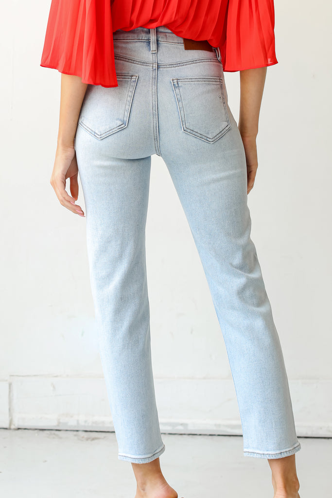 light wash Mom Jeans back view