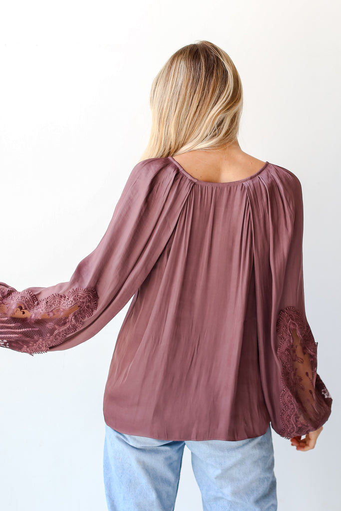 mauve Satin Lace Blouse back view