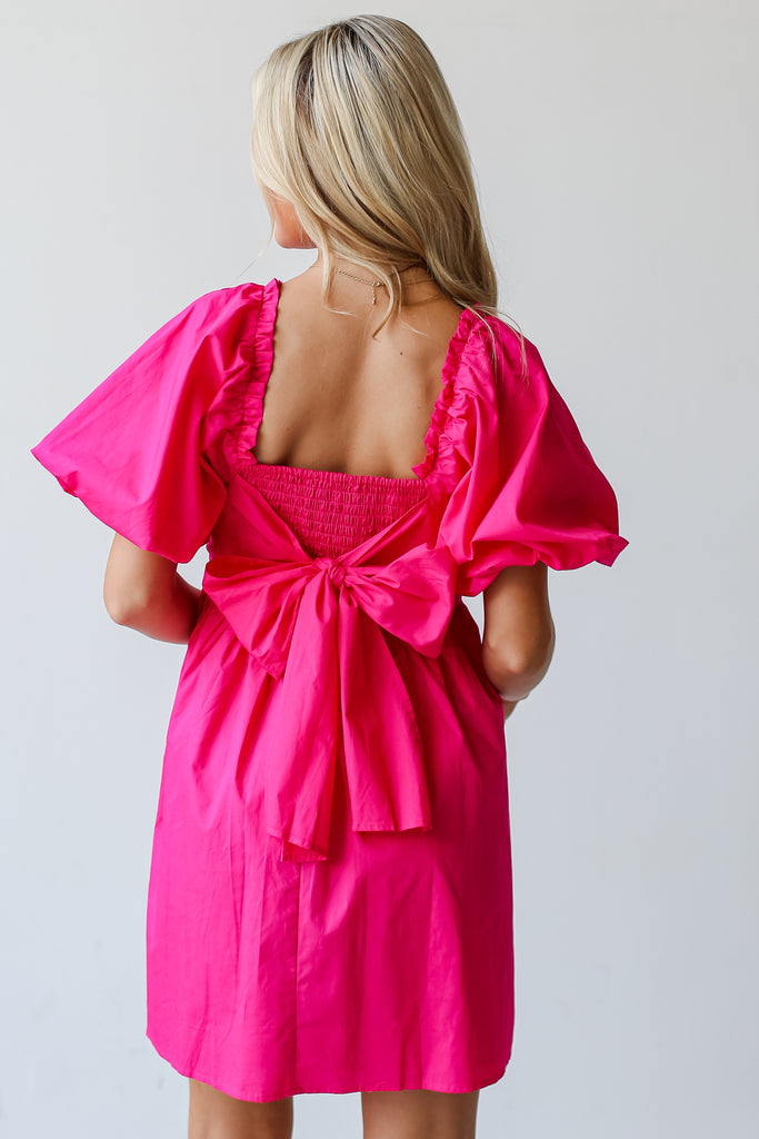 pink Babydoll Mini Dress back view