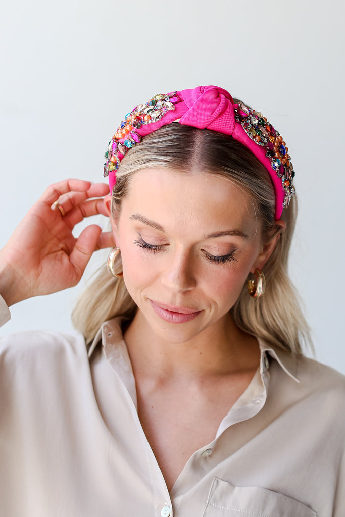 pink Gem Headband front view