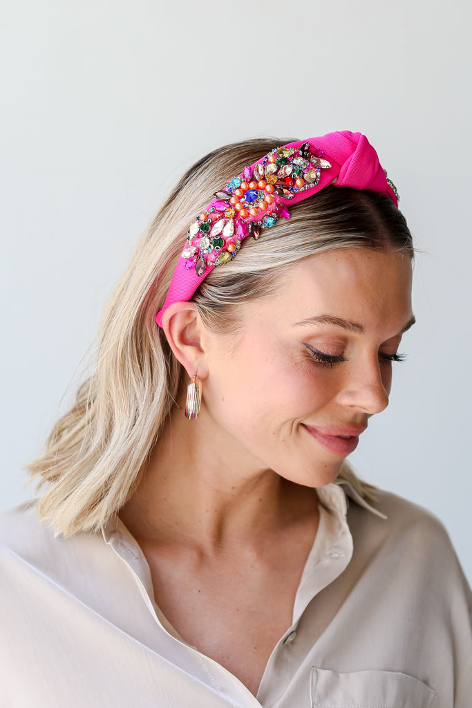 pink Gem Headband side view