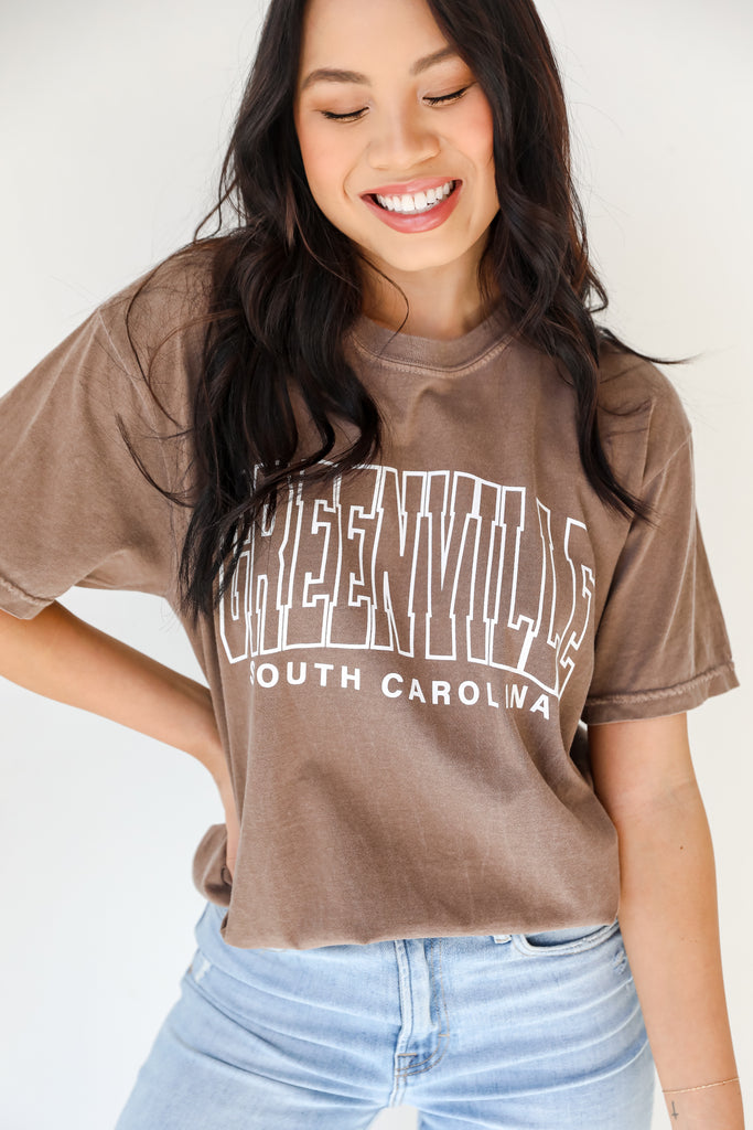 Products Mocha Greenville South Carolina Block Letter Tee front view
