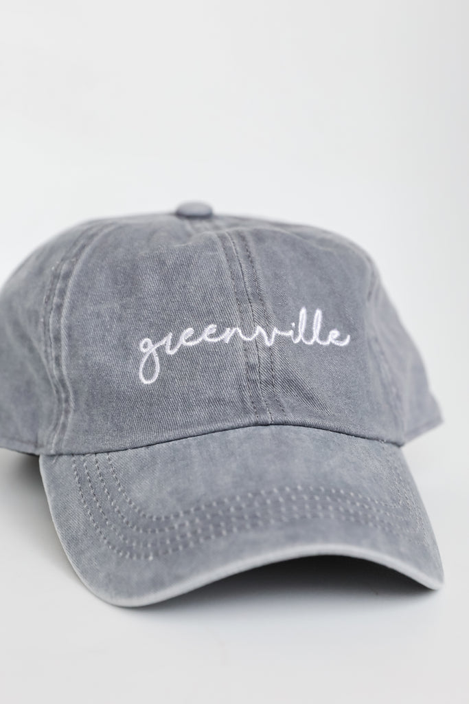 Greenville Script Embroidered Hat close up