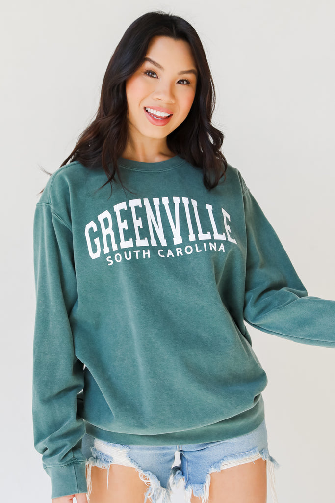 Teal Greenville South Carolina Pullover front view