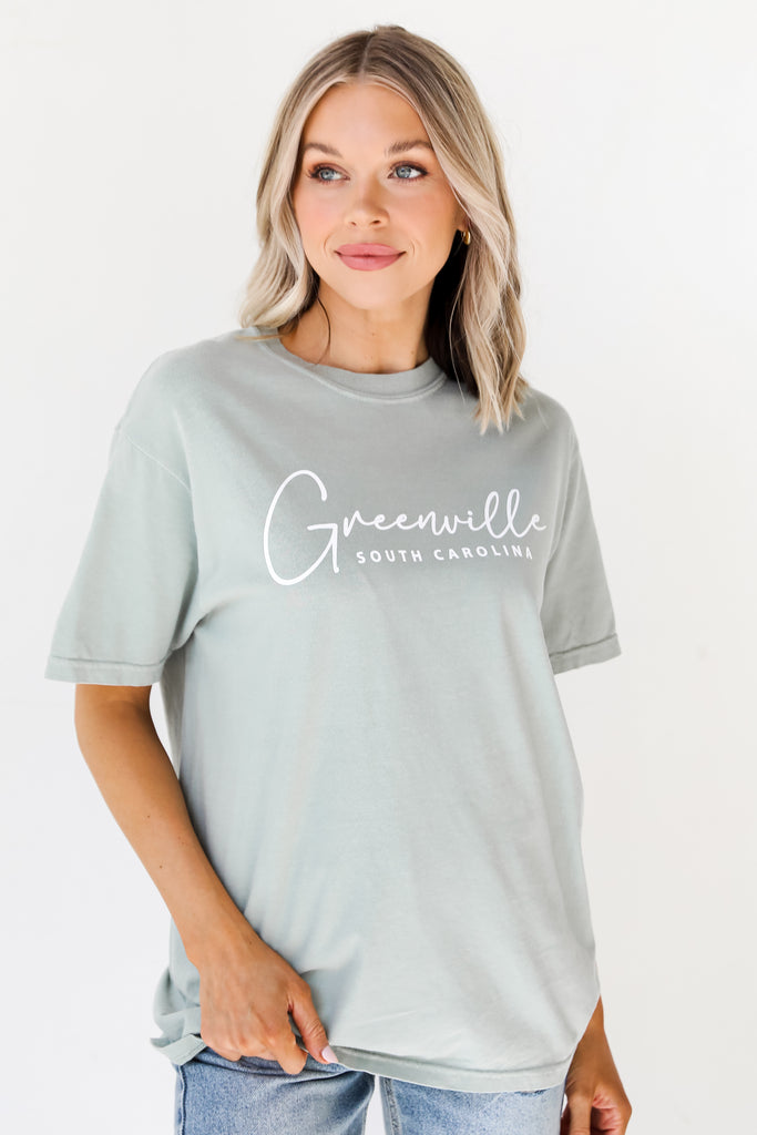 Sage Greenville South Carolina Script Tee front view