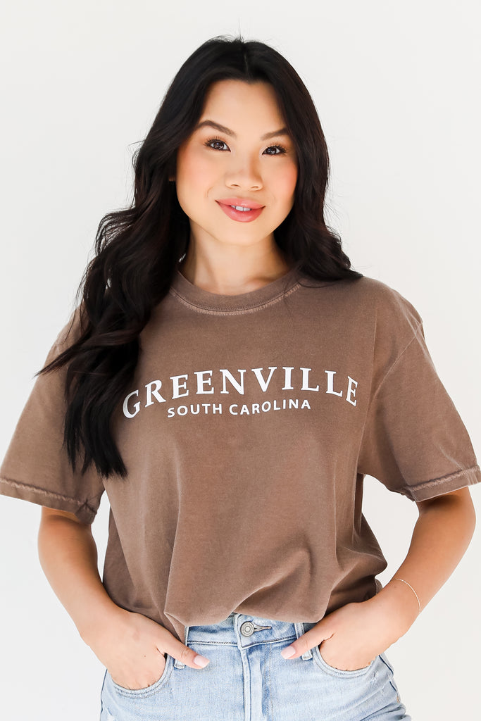 Mocha Greenville South Carolina Tee close up