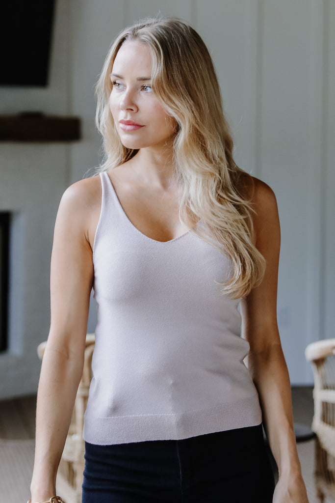 taupe knit tank