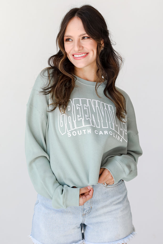 Sage Greenville South Carolina Cropped Pullover front view