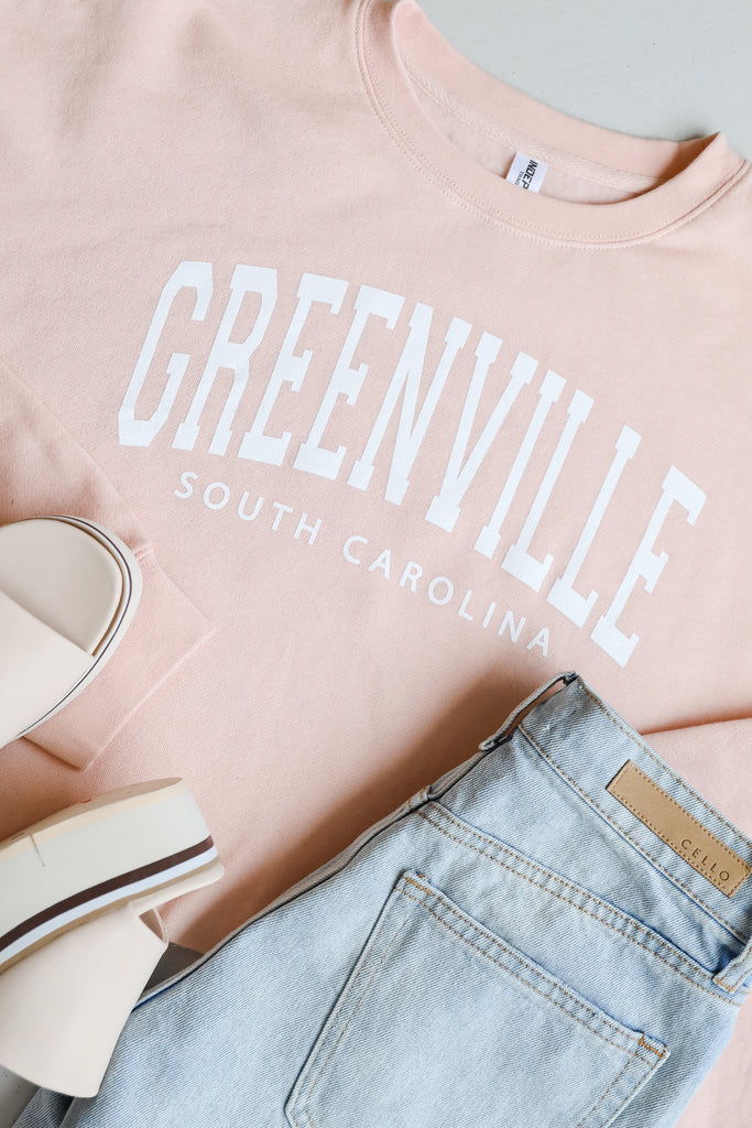 Peach Greenville South Carolina Cropped Pullover close up